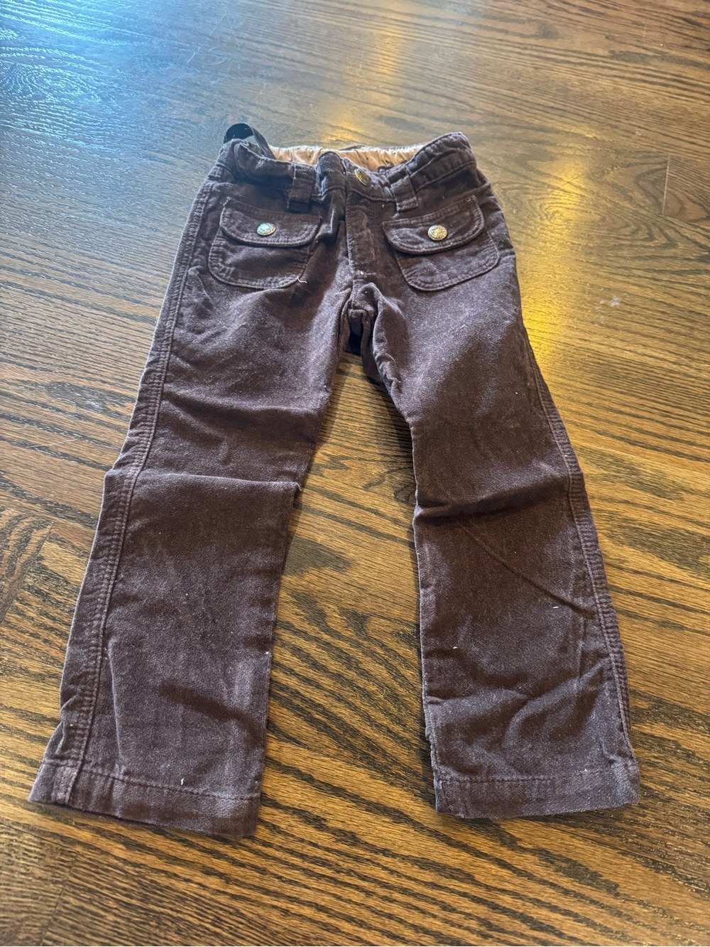 GAP Kids Dark Brown Velour  Pants with Front Flap Pockets